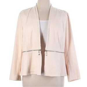 Chico’s Faux Suede Convertible Peplum Jacket Blush 3